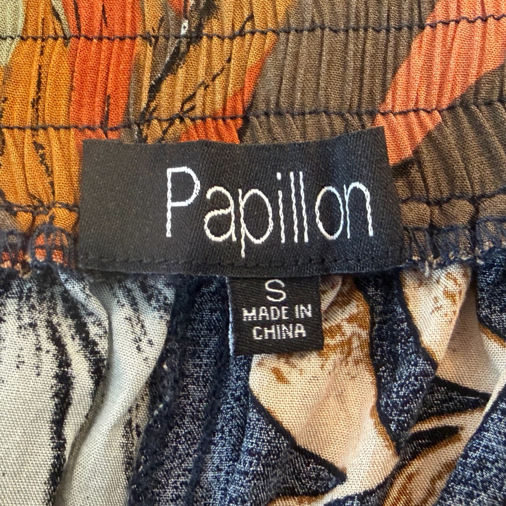 Never Worn! Papillon Tropical Leaf Print High Rise Wide Leg Culottes/Capris - Picture 10 of 11